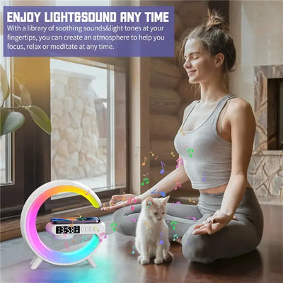 Mini Multifunction Wireless Charger Pad Stand Speaker TF RGB