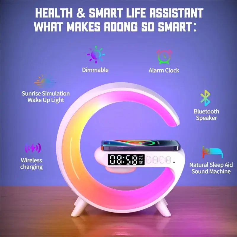 Mini Multifunction Wireless Charger Pad Stand Speaker TF RGB